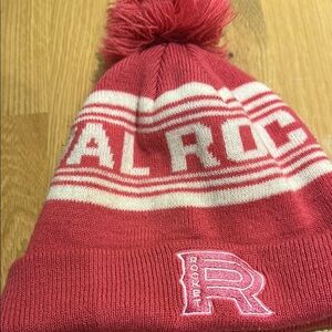 Rockets hockey Red and White Pom-Pom Beanie Hat